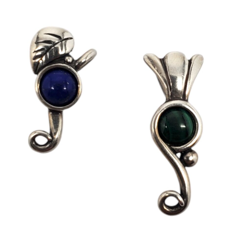 Set Of 2 Carolyn Pollack Sterling Silver Lapis Lazuli/Malachite Pendants #19695 - Picture 1 of 9
